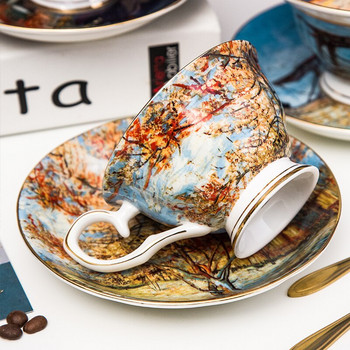 5 модела дизайнерски чаши за чай, кафе, чаша за кафе и чинийка от фин костен порцелан, керамични чаши за декорация на дома