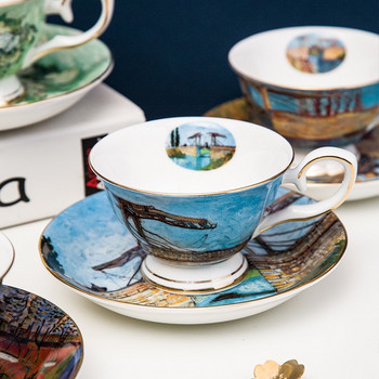5 модела дизайнерски чаши за чай, кафе, чаша за кафе и чинийка от фин костен порцелан, керамични чаши за декорация на дома