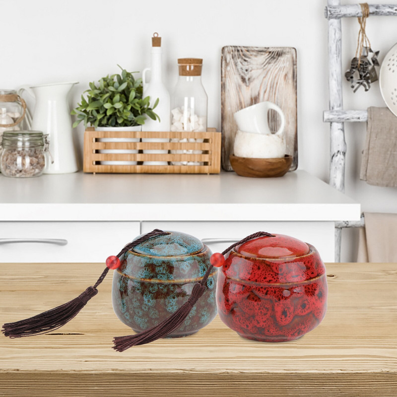 2бр. Сухи контейнери за съхранение Контейнери за чай Буркан за кафе на зърна Захарница с капак Свободно съхранение на чай