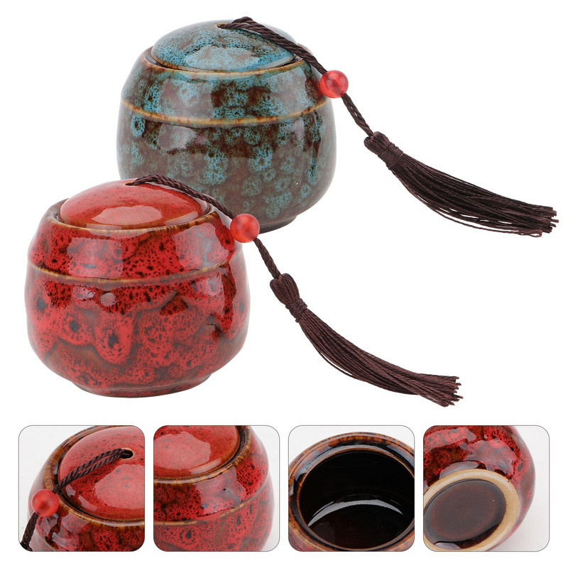 2бр. Сухи контейнери за съхранение Контейнери за чай Буркан за кафе на зърна Захарница с капак Свободно съхранение на чай