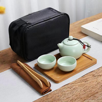 Creative Kung Fu Travel arbatos rinkinį sudaro 1 puodas ir 2 puodeliai Shu Puer arbatos indai Samovar keramikinis puodelis arbatinukas virduliai Yixing virdulio puodelis