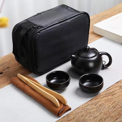 Creative Kung Fu Travel arbatos rinkinį sudaro 1 puodas ir 2 puodeliai Shu Puer arbatos indai Samovar keramikinis puodelis arbatinukas virduliai Yixing virdulio puodelis