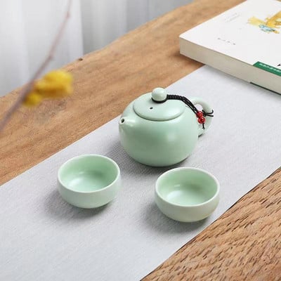 Creative Kung Fu Travel arbatos rinkinį sudaro 1 puodas ir 2 puodeliai Shu Puer arbatos indai Samovar keramikinis puodelis arbatinukas virduliai Yixing virdulio puodelis