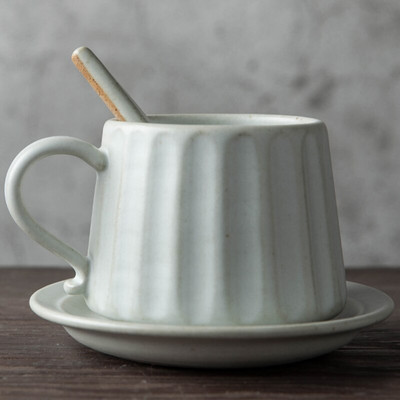Ceașă de cafea și farfurie din ceramică din coloana romană europeană Jingdezhen Set de căni de cafea retro lucrate manual cu ceașcă de artă din argilă grosieră ceașcă de ceai