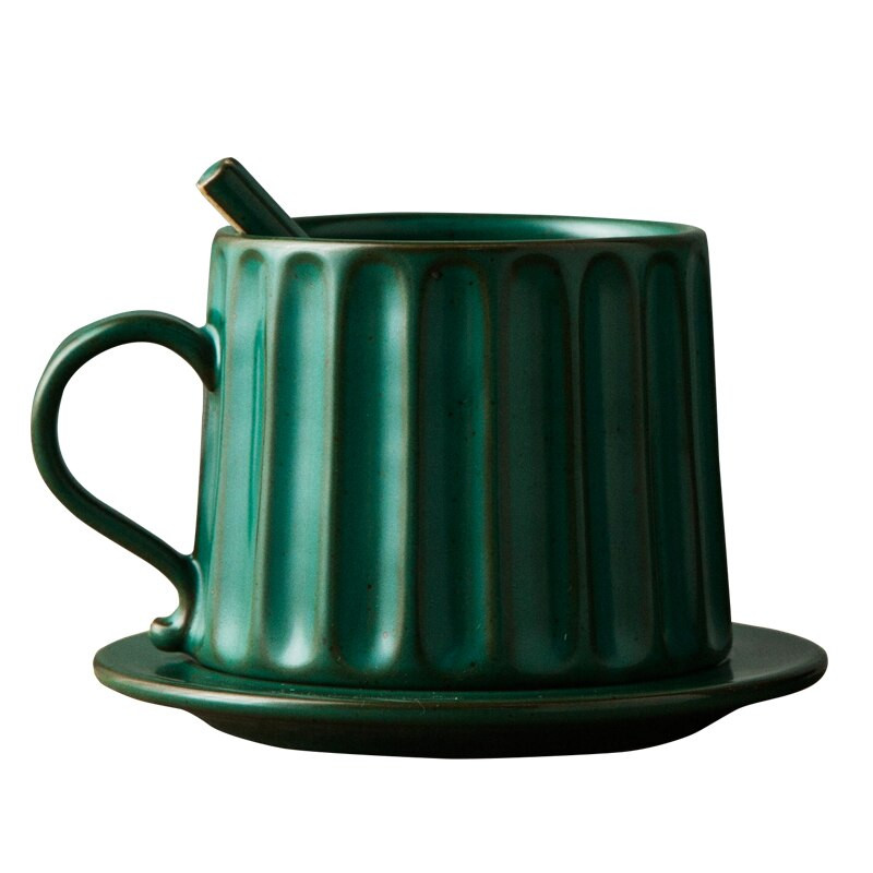 Ceașă de cafea și farfurie din ceramică din coloana romană europeană Jingdezhen Set de căni de cafea retro lucrate manual cu ceașcă de artă din argilă grosieră ceașcă de ceai
