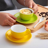 MHV 150 ml-es kiváló minőségű kerámia kávéscsészék Kávéscsésze készlet Egyszerű európai stílusú Cappuccino virágos csészék Latte