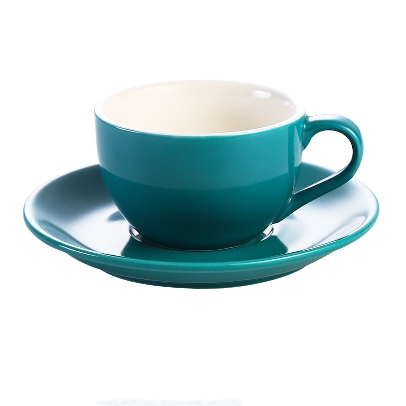 MHV 150 ml-es kiváló minőségű kerámia kávéscsészék Kávéscsésze készlet Egyszerű európai stílusú Cappuccino virágos csészék Latte