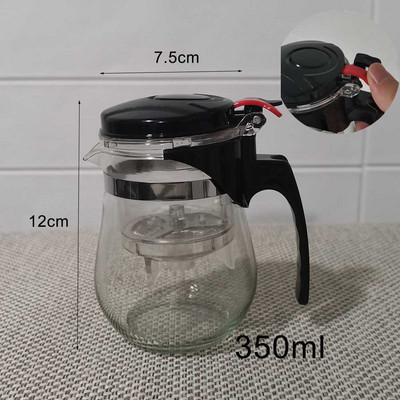 Kuumuskindel klaasist teekann roostevabast terasest infusiooniseadmega soojendusega anumaga teekann Hea läbipaistev veekeetja ruudukujulised filtrikorvid