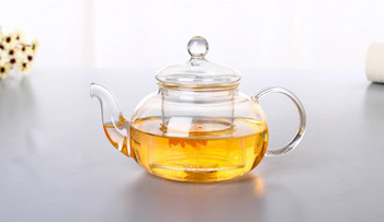 Висококачествена топлоустойчива стъклена кана за чай, практична бутилка Чаша за чай с цветя Стъклен чайник с инфузер Чай Листа Билково кафе
