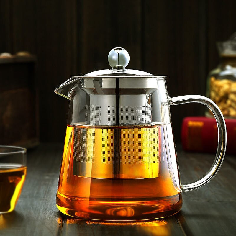 Комплекти за чай Kung Fu Чайник от топлоустойчиво стъкло с инфузер от неръждаема стомана Отопляем контейнер Чайници Прозрачен чайник Квадратен филтър