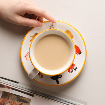 2022 Нова сладка котка Керамична чаша Кафе Мляко Чаши Комплект с чинийка Чай Вода Чаши Личност Офис Дом