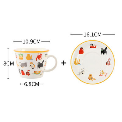 2022 m. Naujas mielas katės keraminis puodelis kavos pieno puodelių rinkinys su lėkšte Arbatos vandens puodeliai Personality Office Home