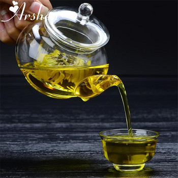Arshen Νεότερο 250ml Φιλτράρισμα ανθεκτικό στη θερμότητα γυάλινη τσαγιέρα διπλού τοιχώματος ή με ανοξείδωτη τσαγιέρα ελατηρίου Clear Glass Teapot