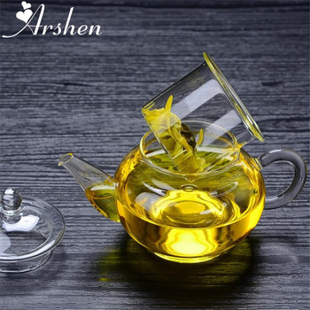 Arshen Най-новият 250 мл филтрируем топлоустойчив стъклен чайник с двойна стена или с пружинен чайник от неръждаема стомана Прозрачен стъклен чайник