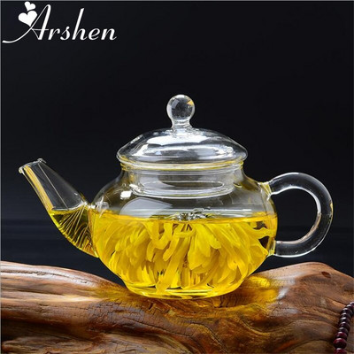 Arshen legújabb 250 ml-es szűrhető hőálló üveg teáskanna duplafalú vagy rozsdamentes acél rugós teáskanna átlátszó üveg teáskanna