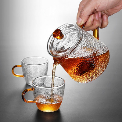 Seturi de ceai Ceainice din sticlă borosilicată, ceainic din sticlă termorezistentă, aragaz cu gaz, ceainic Puer cu flori, set de ceai chinezesc Kung Fu cu filtru
