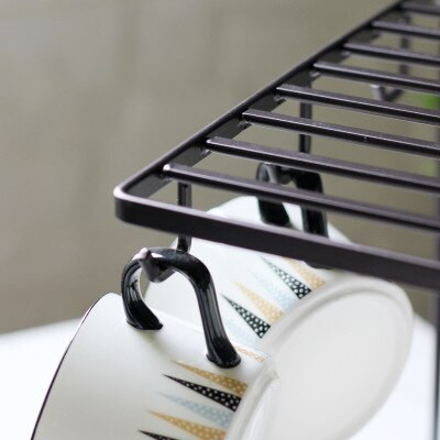 Tiaking modernus paprastas metalinis geležinis puodelis ir lėkštės stovo stendas, puodelis kavos arbatos puodelis pieno puodelio džiovinimo lentyna 240 * 230 * 150 mm 0,52 kg