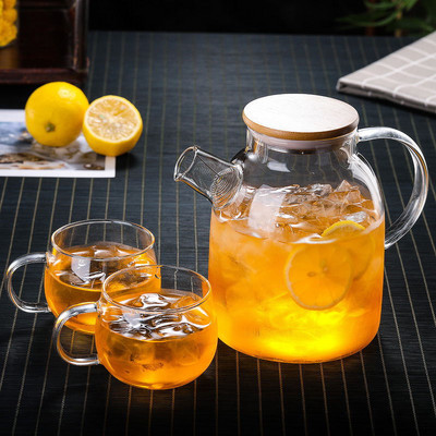 Ceainic mare din sticlă rezistentă la căldură Fierbător pentru ceai cu flori Recipient mare din sticlă transparentă pentru suc de fructe, bază pentru suport pentru ceainic din ceramică Droshipping