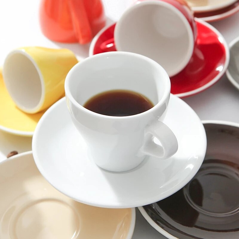 80 ml-es eszpresszó kávés bögre szett színes mázas kerámia kávéscsésze és csészealj Otthoni Konyhai Kiegészítők Italeszközök kahve fincan takimlari