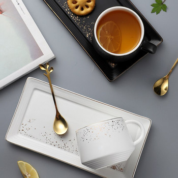 Северноевропейски домашен комплект чаша за кафе и чинии Малка луксозна изящна керамична чаша за двойка Английска чаша за следобеден чай с лъжица Подарък