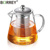 BORREY arbatos infuzinis puodas Karščiui atsparus stiklinis arbatinukas su filtru, gėlių arbatos puodelis Oolong Puer Kettle stiklinis kavos arbatos indas 1300 ml