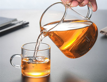 Топлоустойчива прозрачна стъклена кана за чай справедлива чаша cha hai, ръчно изработени кунг фу чаши за чай teaset gongdao Точки за чай с дръжка