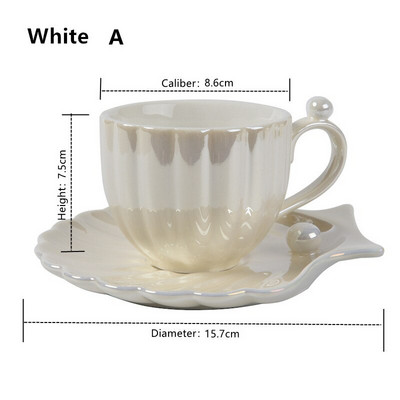 Cutelife White Pearl Shell kerámia kávéscsésze szett lakberendezési desszert tejes tea csésze csészealj Retro kis újrafelhasználható ivópohár