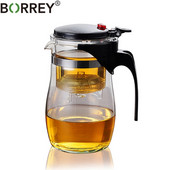 Ceainic din sticlă borosilicată BORREY Ceainic din sticlă termorezistentă cu filtru de infuzor de ceai Fierbător Puer 500Ml Ceainic cu flori de ceai Kung Fu