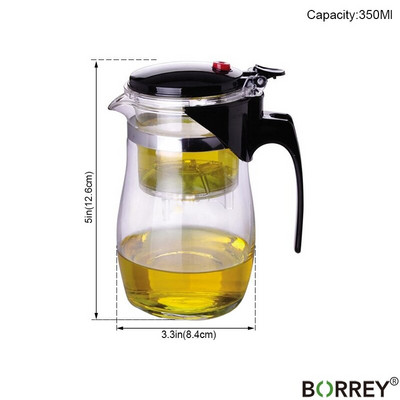 Ceainic din sticlă borosilicată BORREY Ceainic din sticlă termorezistentă cu filtru de infuzor de ceai Fierbător Puer 500Ml Ceainic cu flori de ceai Kung Fu
