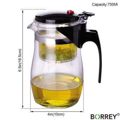 Ceainic din sticlă borosilicată BORREY Ceainic din sticlă termorezistentă cu filtru de infuzor de ceai Fierbător Puer 500Ml Ceainic cu flori de ceai Kung Fu