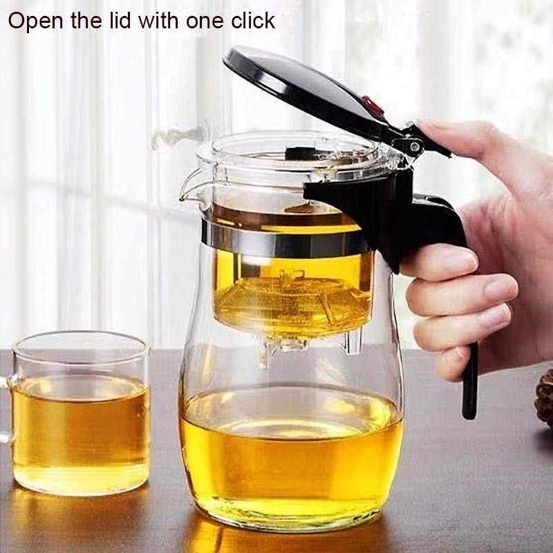 Ceainic din sticlă borosilicată BORREY Ceainic din sticlă termorezistentă cu filtru de infuzor de ceai Fierbător Puer 500Ml Ceainic cu flori de ceai Kung Fu