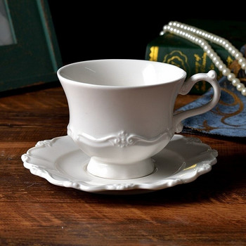 Vintage Σετ Πιατάκι Πρωινού Απογευματινό Τσάι Λευκό Κεραμικό Γάλα Κούπες Καφέ Όμορφες Προμήθειες Κουζίνας Cafe CreativeTazas