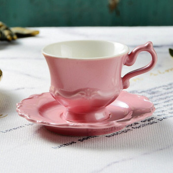 Винтидж чаша за закуска, комплект чинийки, следобеден чай, бяла керамика, чаша за кафе, мляко, чаши, красиви креативни кухненски принадлежности за кафе Tazas