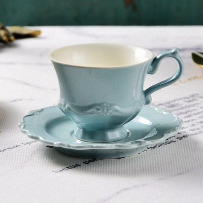 Vintage šalice za doručak Set tanjurići Poslijepodnevni čaj Bijele keramičke šalice za kavu s mlijekom Prekrasne kreativne kuhinjske potrepštine za kafić Tazas