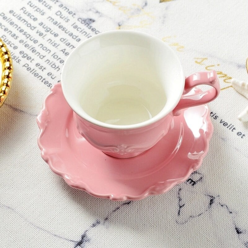 Vintage reggeli csészealj készlet Délutáni tea fehér kerámia tejes kávéscsésze bögrék Gyönyörű CreativeTazas Cafe konyhai kellékek