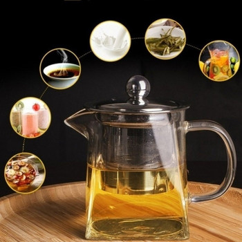 Домакинска посуда за чай Сервиз за чай Стъклен чайник за печка Устойчив на топлина и висока температура Взривозащитен Настойка за чай Мляко Роза