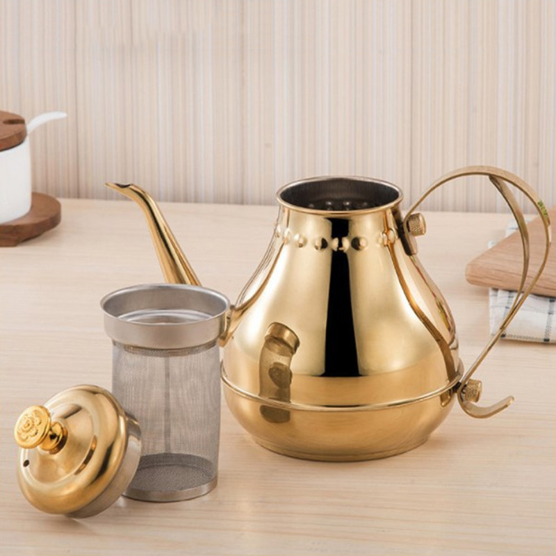 1,2 l/1,8 literes kávéfőző rozsdamentes acél hosszú szájú kávéfőző teáskanna infúziós szűrővel tej Oolong virágos teáskanna