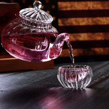 600 ml Punpkin Pattern Топлоустойчив стъклен чайник с цедка филтър Чайник Може да се нагрява вода Чайник Съдове за напитки