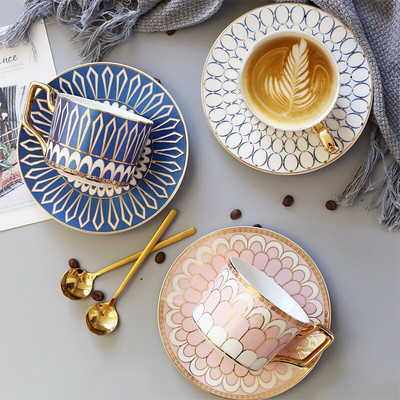 Luksusa Eiropas kafijas krūzes Porcelāna britu krūzes ar rokturi, atkārtoti lietojamas tasse A Cafe Ceramique mājsaimniecības kafijas tases QJJ60BYD