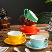 Ceașă de cafea și farfurie Cappuccino lucioasă Latte Veselă de porțelan Seturi de cafea 220 ml Vesălă ceramică Espresso Cadou