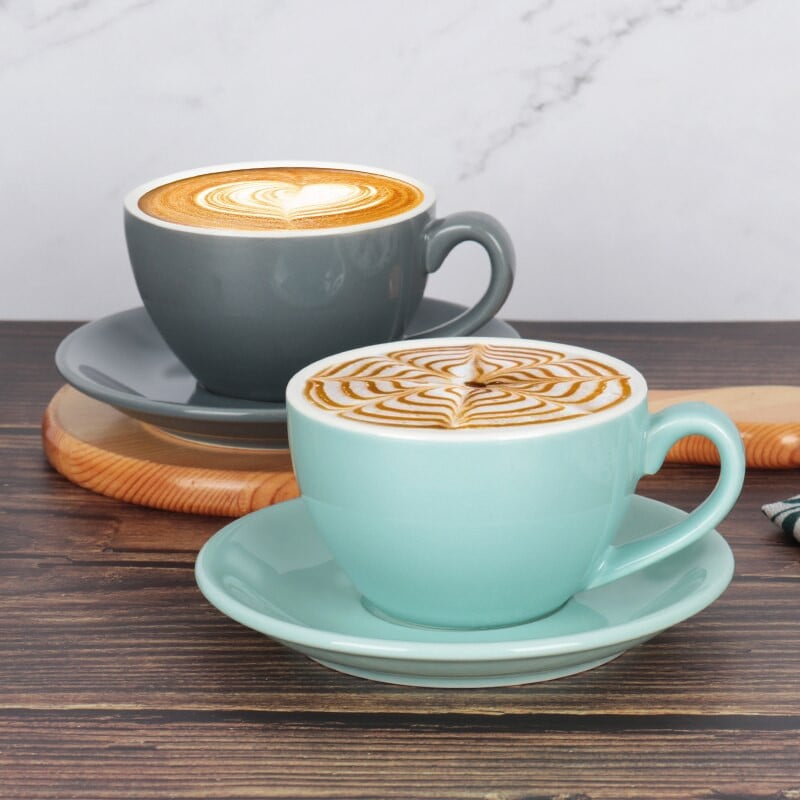Ceașă de cafea și farfurie Cappuccino lucioasă Latte Veselă de porțelan Seturi de cafea 220 ml Vesălă ceramică Espresso Cadou