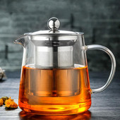 Стъклен чайник с филтър за инфузер от неръждаема стомана Топлоустойчива стъклена кана за чай Пуер чайник 450 ml/550 ml/750 ml/950 ml/1300 ml