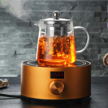 Стъклен чайник с филтър за инфузер от неръждаема стомана Топлоустойчива стъклена кана за чай Пуер чайник 450 ml/550 ml/750 ml/950 ml/1300 ml