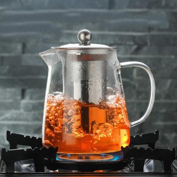 Стъклен чайник с филтър за инфузер от неръждаема стомана Топлоустойчива стъклена кана за чай Пуер чайник 450 ml/550 ml/750 ml/950 ml/1300 ml