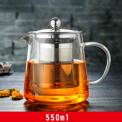 Стъклен чайник с филтър за инфузер от неръждаема стомана Топлоустойчива стъклена кана за чай Пуер чайник 450 ml/550 ml/750 ml/950 ml/1300 ml