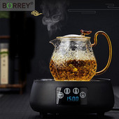 BORREY stiklo arbatinuko puodelių rinkinys karščiui atsparus stiklinis arbatinukas su arbatos infuzijos filtru auksine rankena Oolong gėlių arbatinukas Puer arbatos virdulys