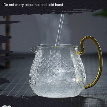 Комплект чаши от стъклени чайници BORREY Топлоустойчив стъклен чайник с филтър за инфузер за чай Златна дръжка Чайник с цветя Oolong Чайник за чай пуер