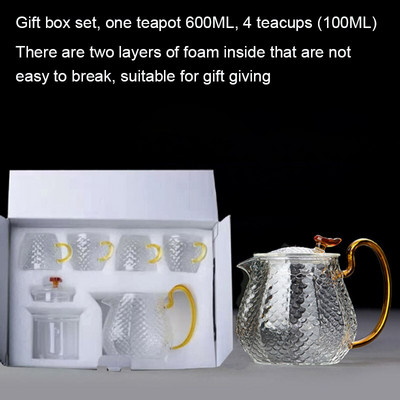 BORREY stiklo arbatinuko puodelių rinkinys karščiui atsparus stiklinis arbatinukas su arbatos infuzijos filtru auksine rankena Oolong gėlių arbatinukas Puer arbatos virdulys