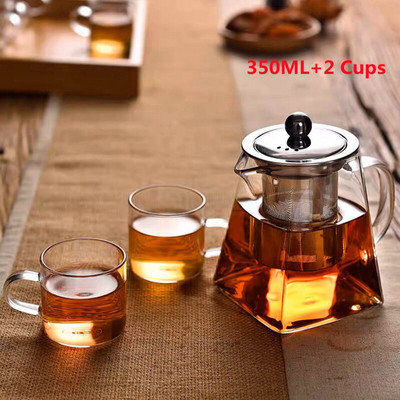 Teáskészlet Üveg teáskanna 950 ML-es teáskannák egy személynek, hőálló, rozsdamentes acél infúzióval, tökéletes tea- és kávéfőző irodai készletekhez