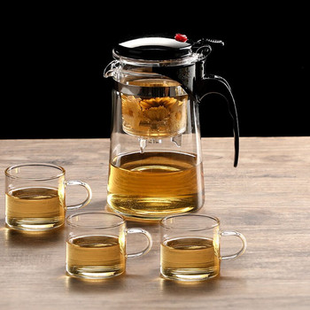 Саксии за чай Топлоустойчива стъклена кана за чай Настойка за чай Китайски кунг-фу сервиз за чай Чайник Кафеварка за чаши Удобен офис сервиз за чай